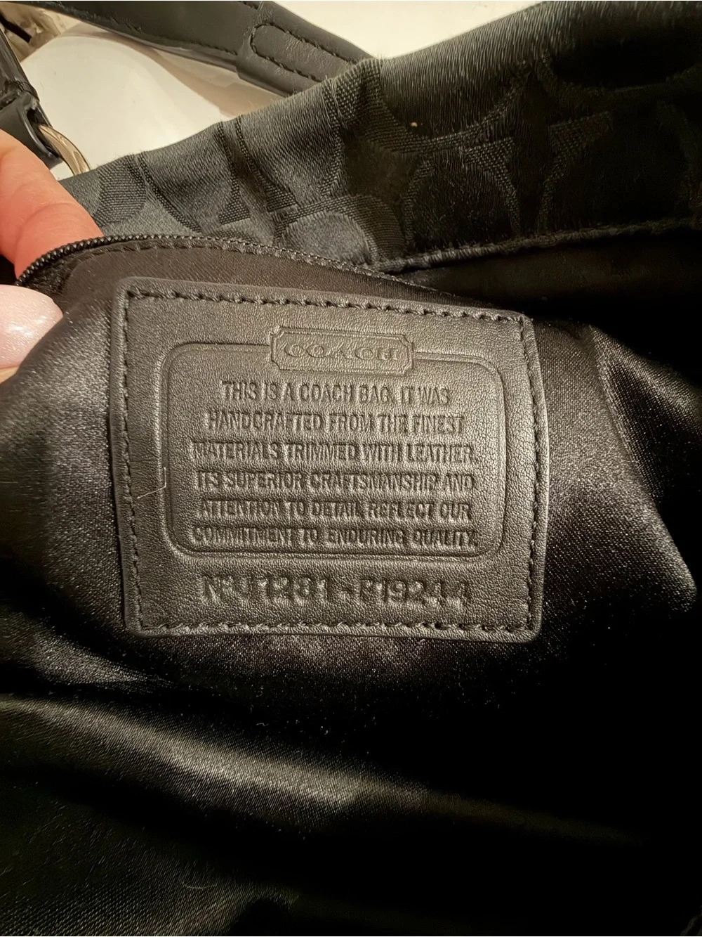 Vintage Coach Ashley Signature Convertible Black Jacquard Tote with Leather Trim